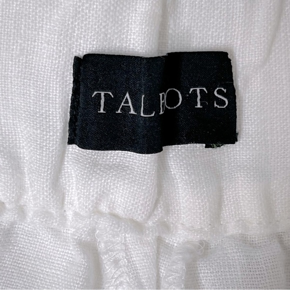 TALBOTS NANTUCKET WASHED LINEN WIDE LEG PANTS IN WHITE pockets summer vacation - Picture 6 of 9